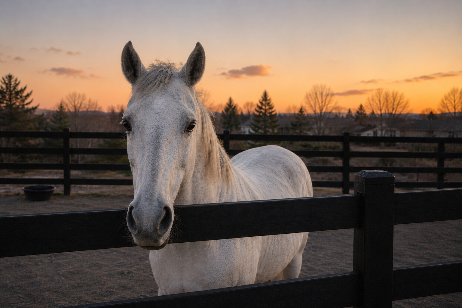 Equestrian steel fencing on a horse arena